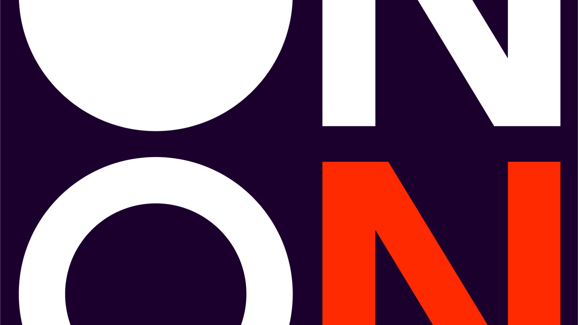 Large 'ON' brand mark pattern in lavender, deep purple, and red, from LegalOn's unified brand lockup across seven products.